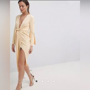 ASOS DESIGN kimono button plunge midi dress